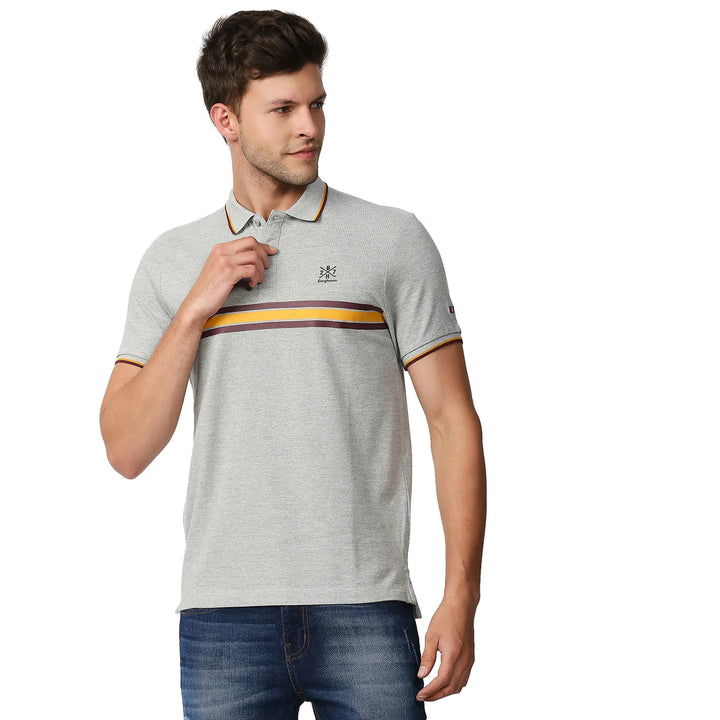 Grey Regular Fit Men's Polo T-Shirt