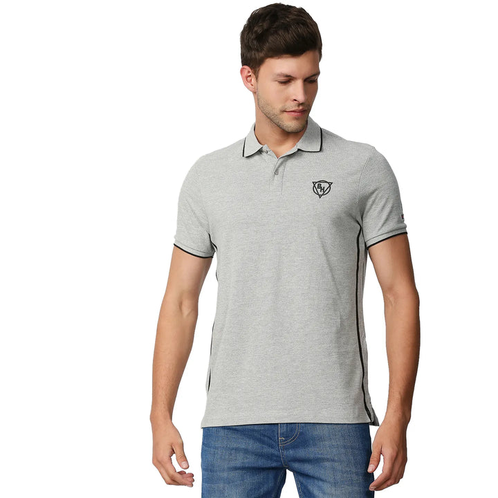 Grey Regular Fit Men's Polo T-Shirt