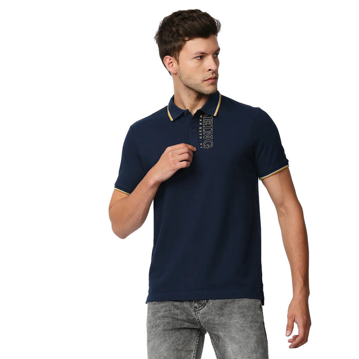 Blue Regular Fit Men's Polo T-Shirt