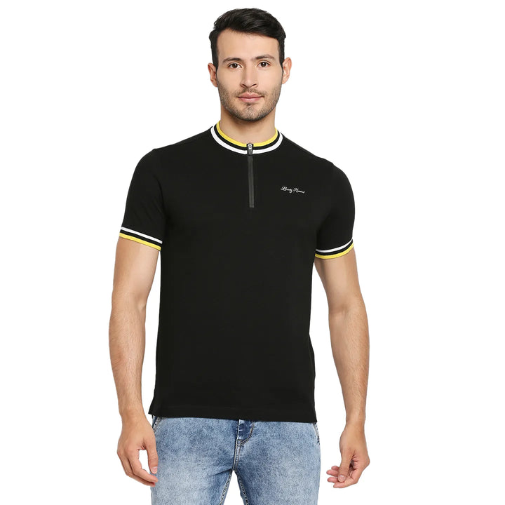 Black Regular Fit Men's Polo T-Shirt