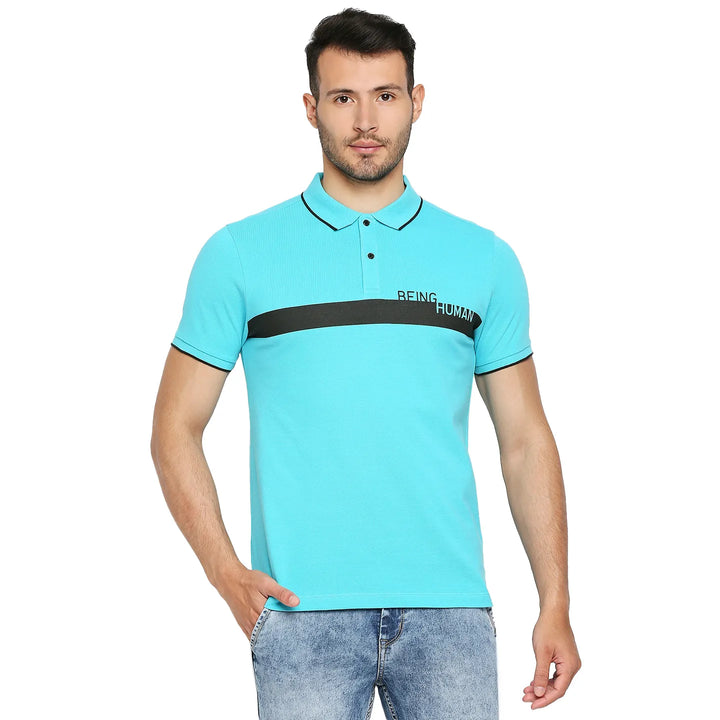 Blue Regular Fit Men's Polo T-Shirt