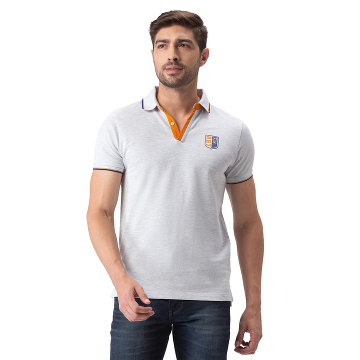 Grey Regular Fit Men's Polo T-Shirt