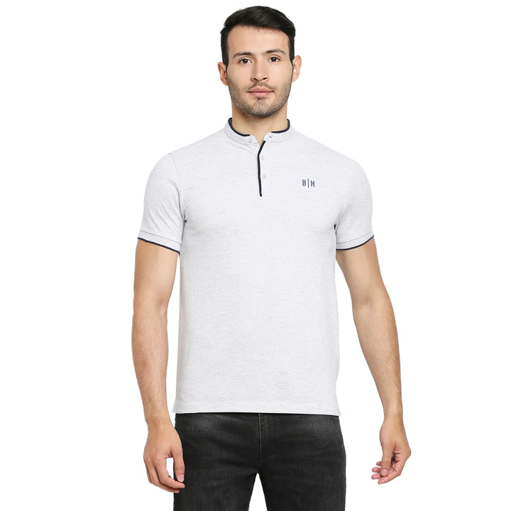 Grey Regular Fit Men's Polo T-Shirt