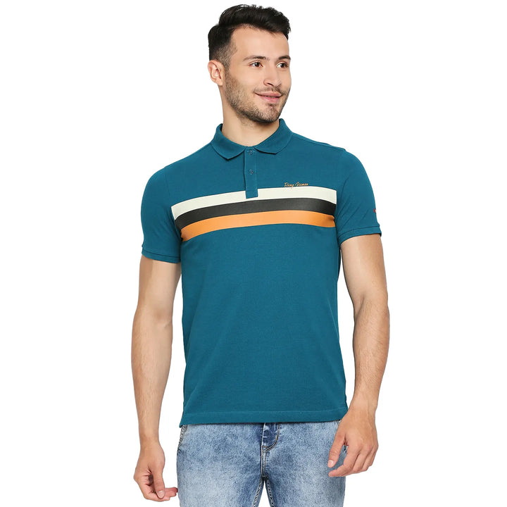 Teal Regular Fit Men's Polo T-Shirt