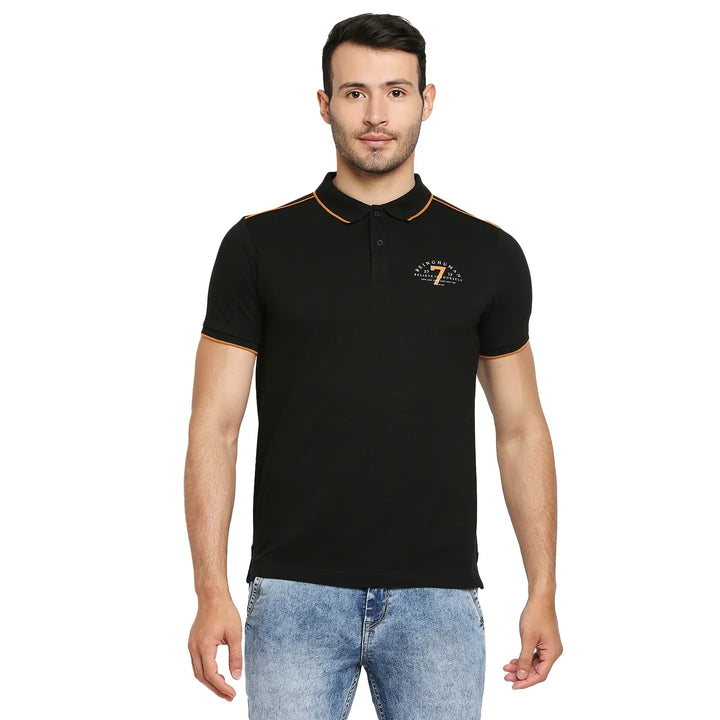 Black Regular Fit Men's Polo T-Shirt