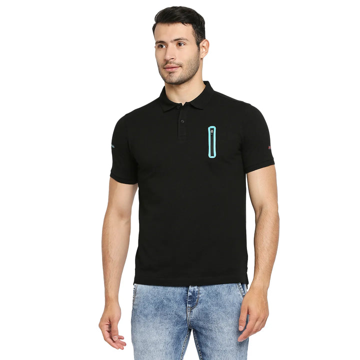 Black Regular Fit Men's Polo T-Shirt