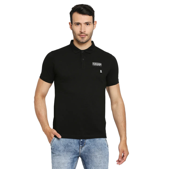 Black Regular Fit Men's Polo T-Shirt