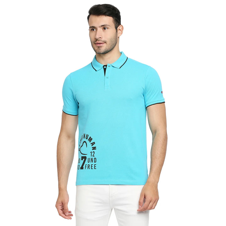 Blue Regular Fit Men's Polo T-Shirt