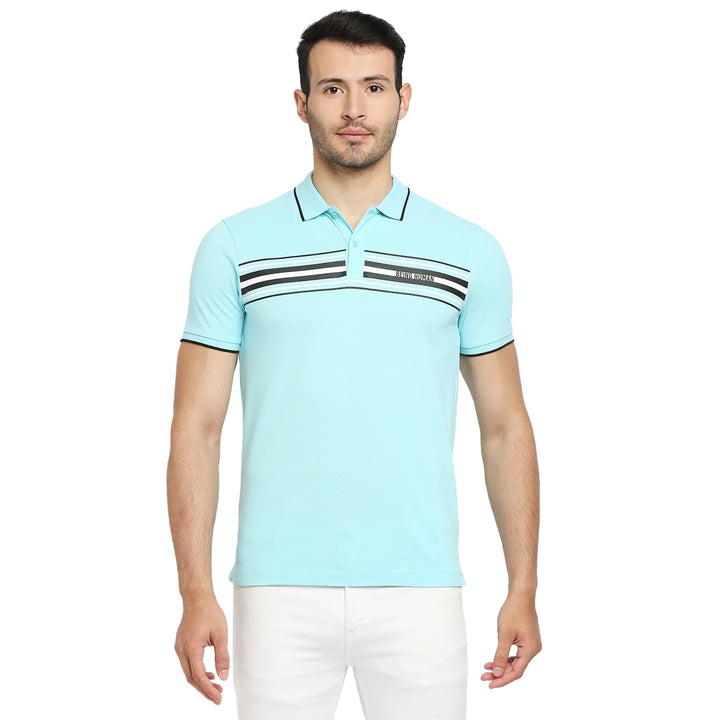 Ice Blue Regular Fit Men's Polo T-Shirt
