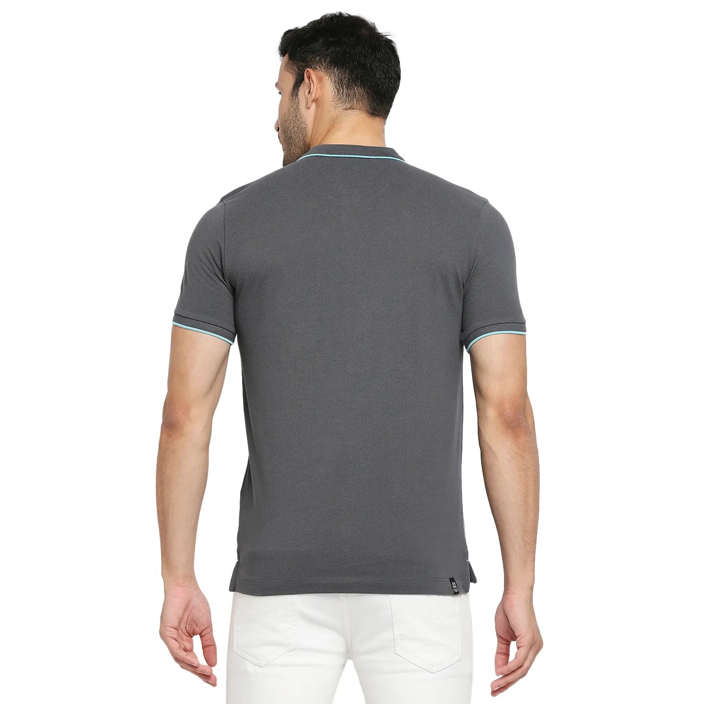Being Human Clothing Men Regular Fit Polo Neck T-Shirts-Charcoal