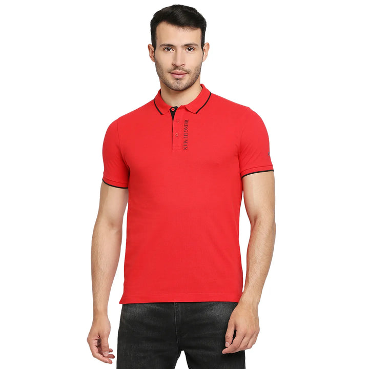 Red Regular Fit Men's Polo T-Shirt