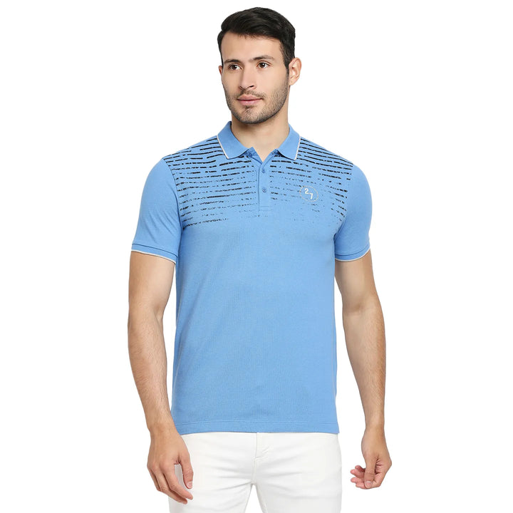 Blue Regular Fit Men's Polo T-Shirt by Being Human Clothing