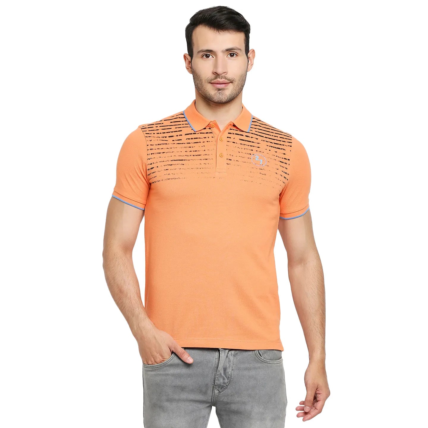 Being Human Clothing Men Regular Fit Polo Neck T-Shirts-Sunset Orange