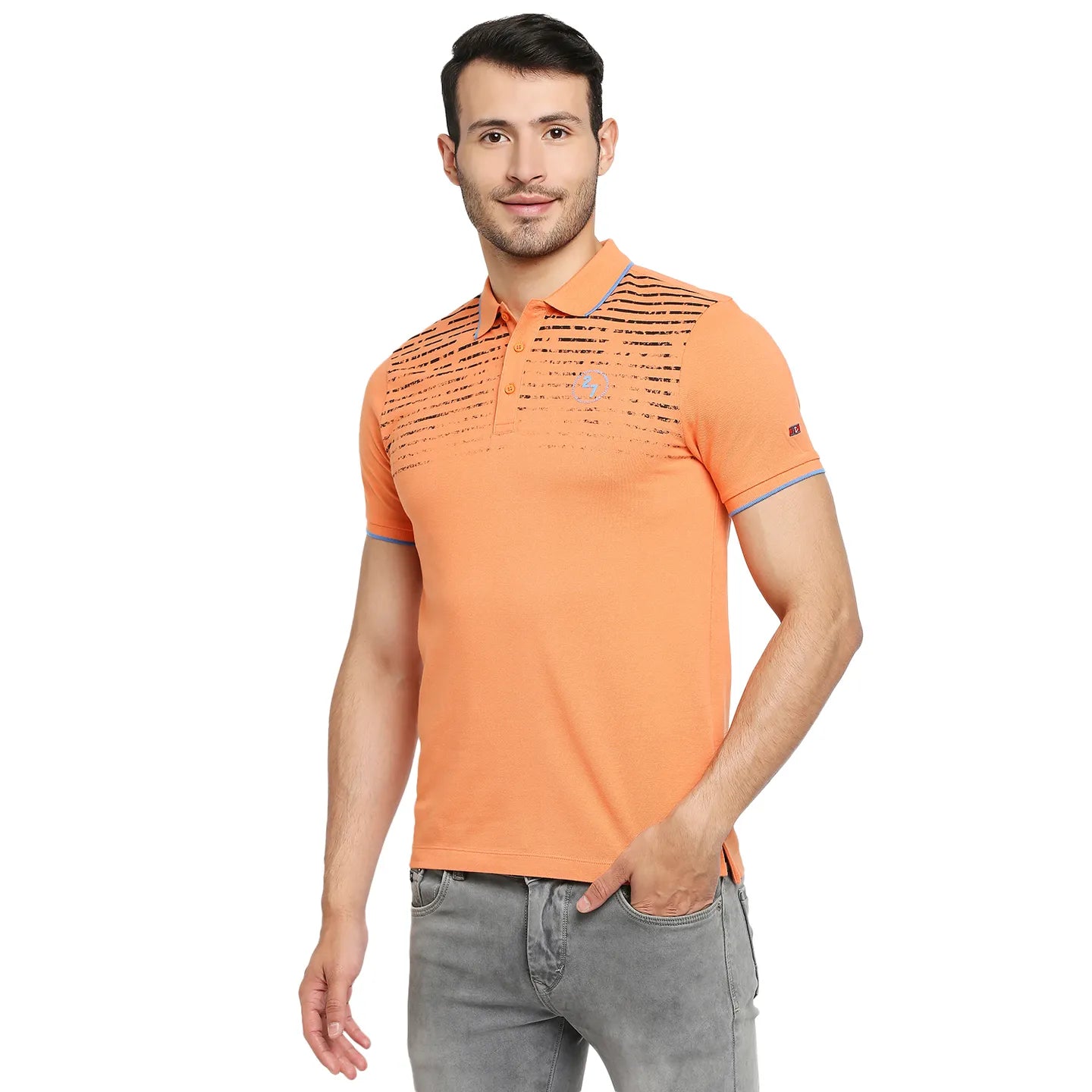 Being Human Clothing Men Regular Fit Polo Neck T-Shirts-Sunset Orange