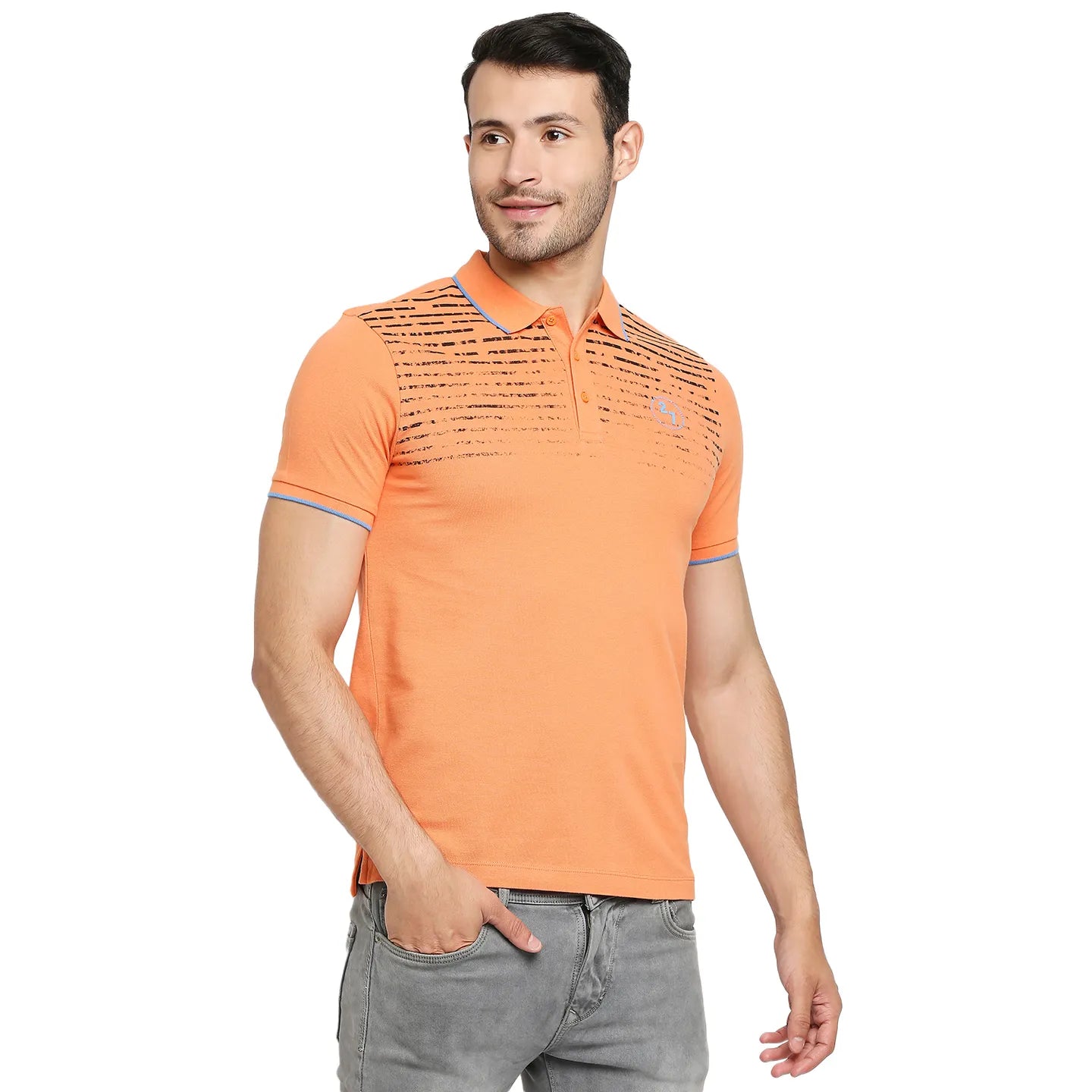 Being Human Clothing Men Regular Fit Polo Neck T-Shirts-Sunset Orange