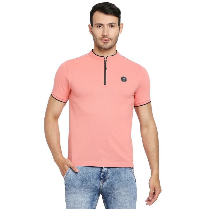 Pink Regular Fit Men's Polo T-Shirt by Being Human Clothing