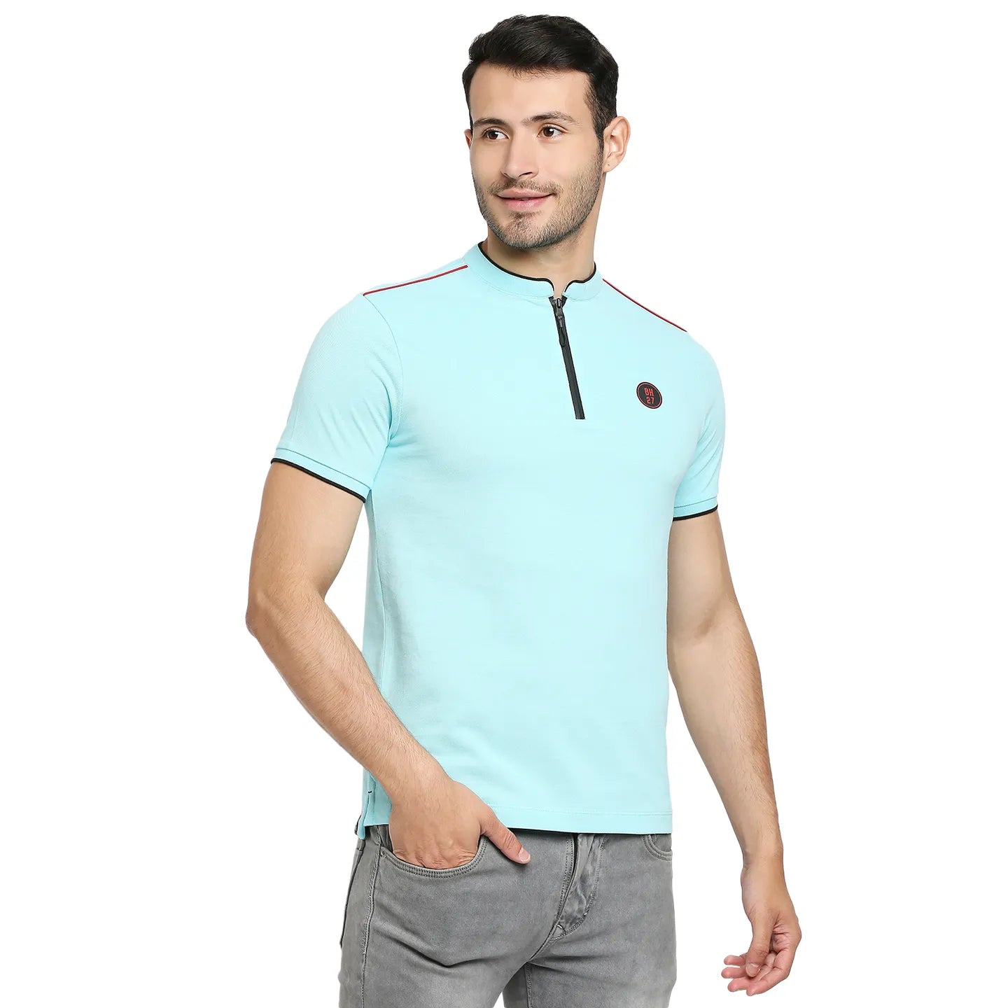 Being Human Clothing Men Regular Fit Collared T-Shirts-Ice Blue