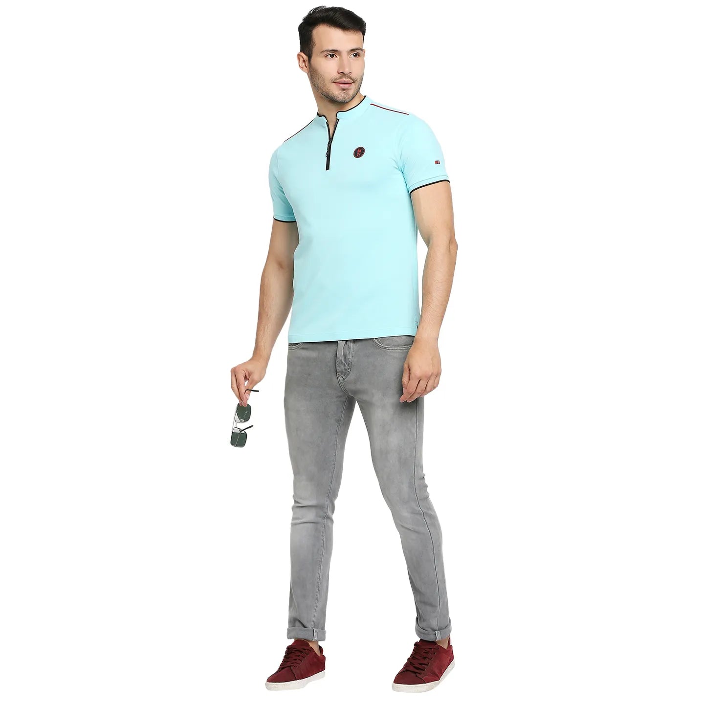 Being Human Clothing Men Regular Fit Collared T-Shirts-Ice Blue