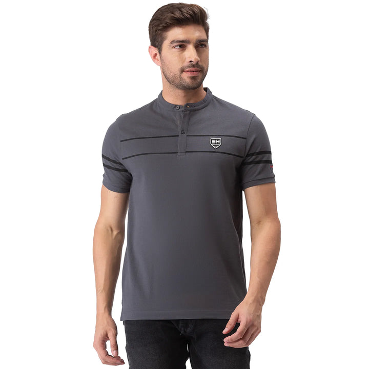 Grey Regular Fit Men's Polo T-Shirt