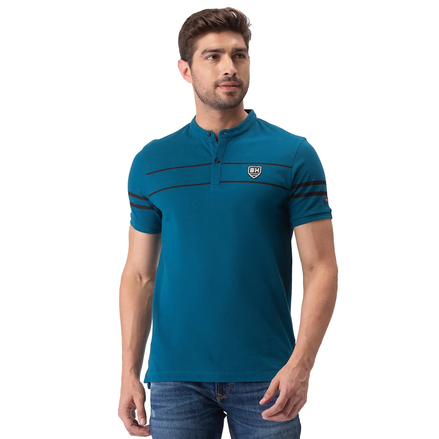 Being Human Clothing Men Regular Fit Collared T-Shirts-Ocean Blue