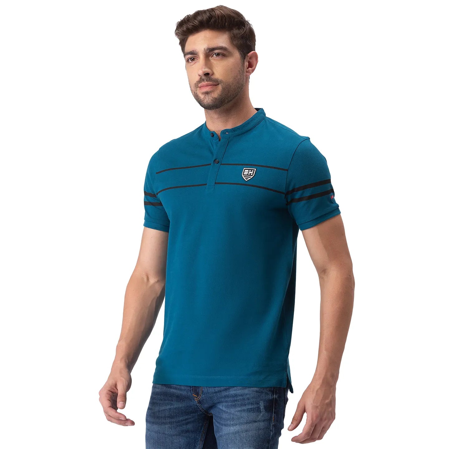 Being Human Clothing Men Regular Fit Collared T-Shirts-Ocean Blue