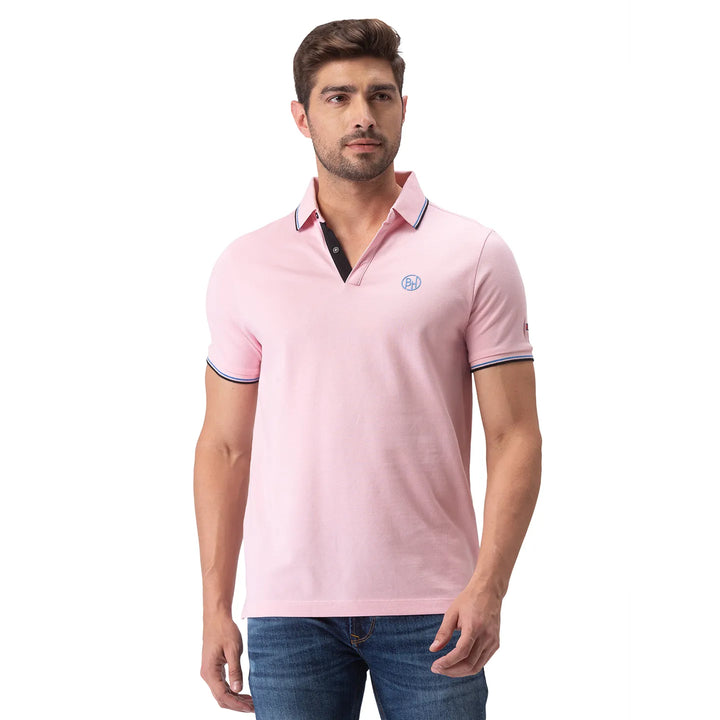Pink Regular Fit Men's Polo T-Shirt