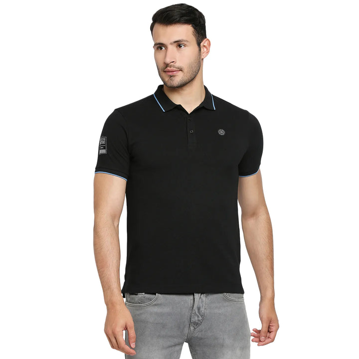 Black Regular Fit Men's Polo T-Shirt