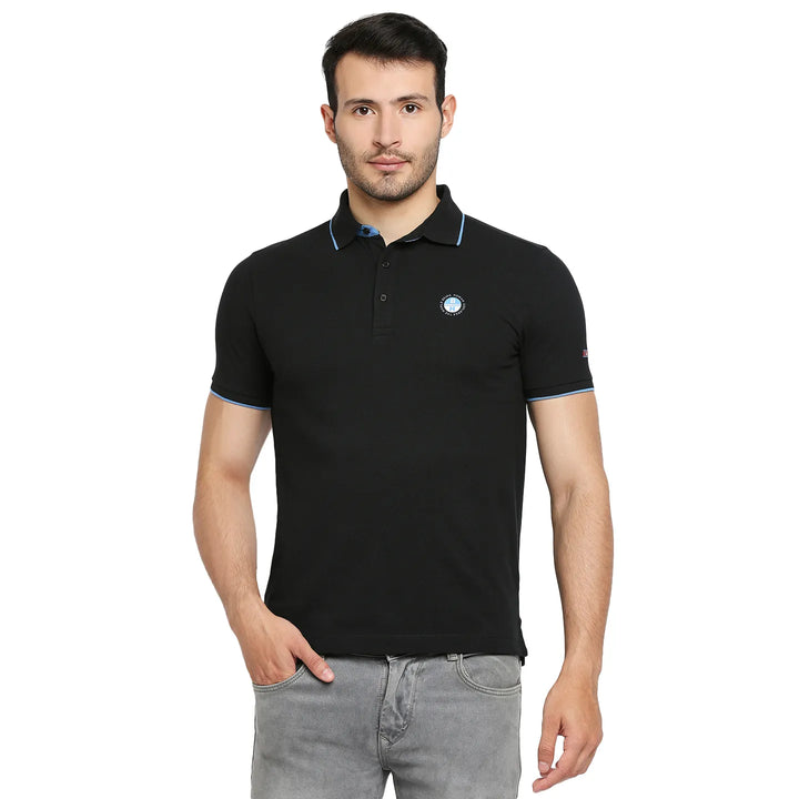 Black Regular Fit Men's Polo T-Shirt
