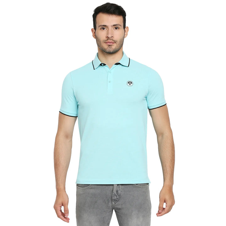 Ice Blue Regular Fit Men's Polo T-Shirt
