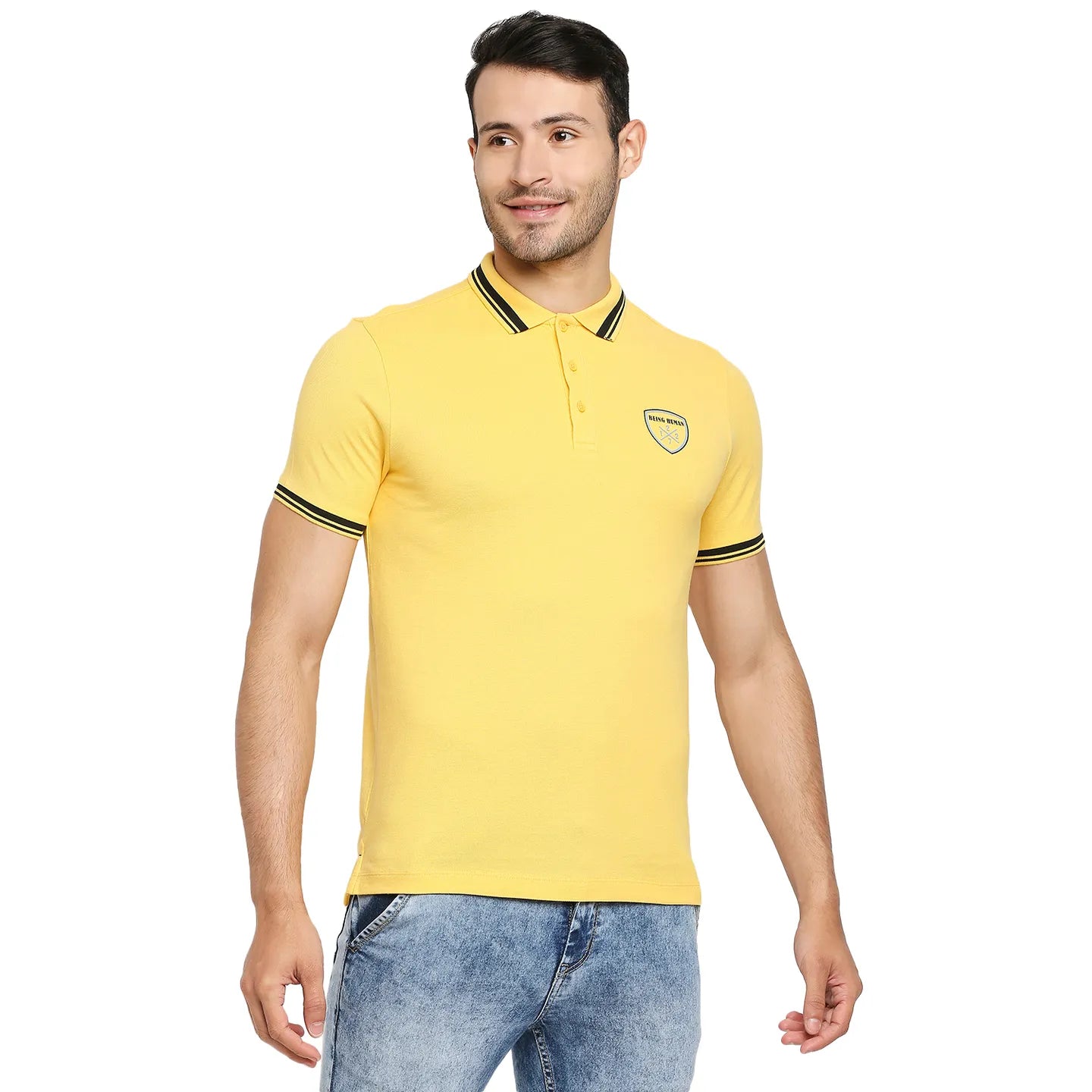 Yellow Regular Fit Men's Polo T-Shirt by Being Human Clothing