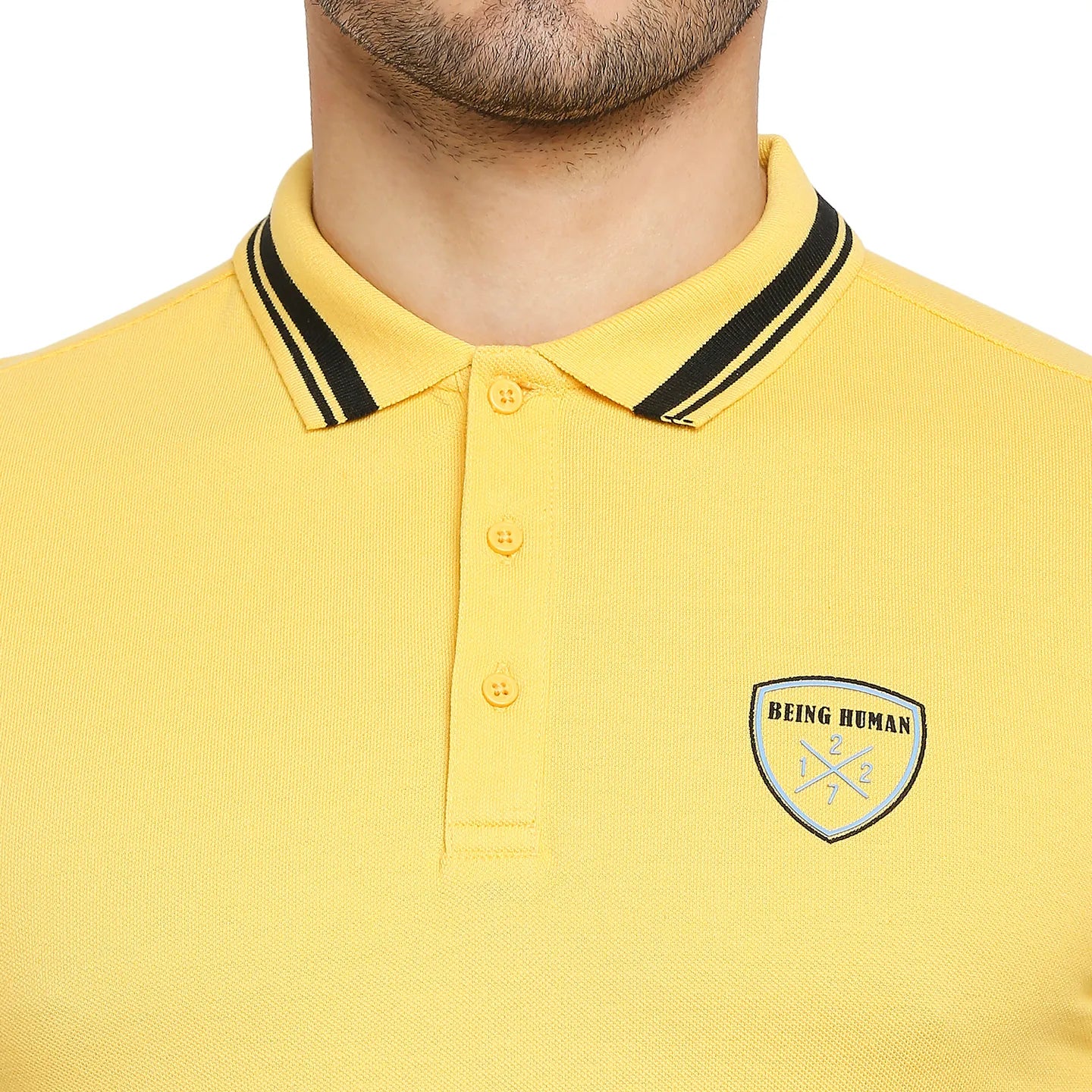 Yellow Regular Fit Men's Polo T-Shirt by Being Human Clothing