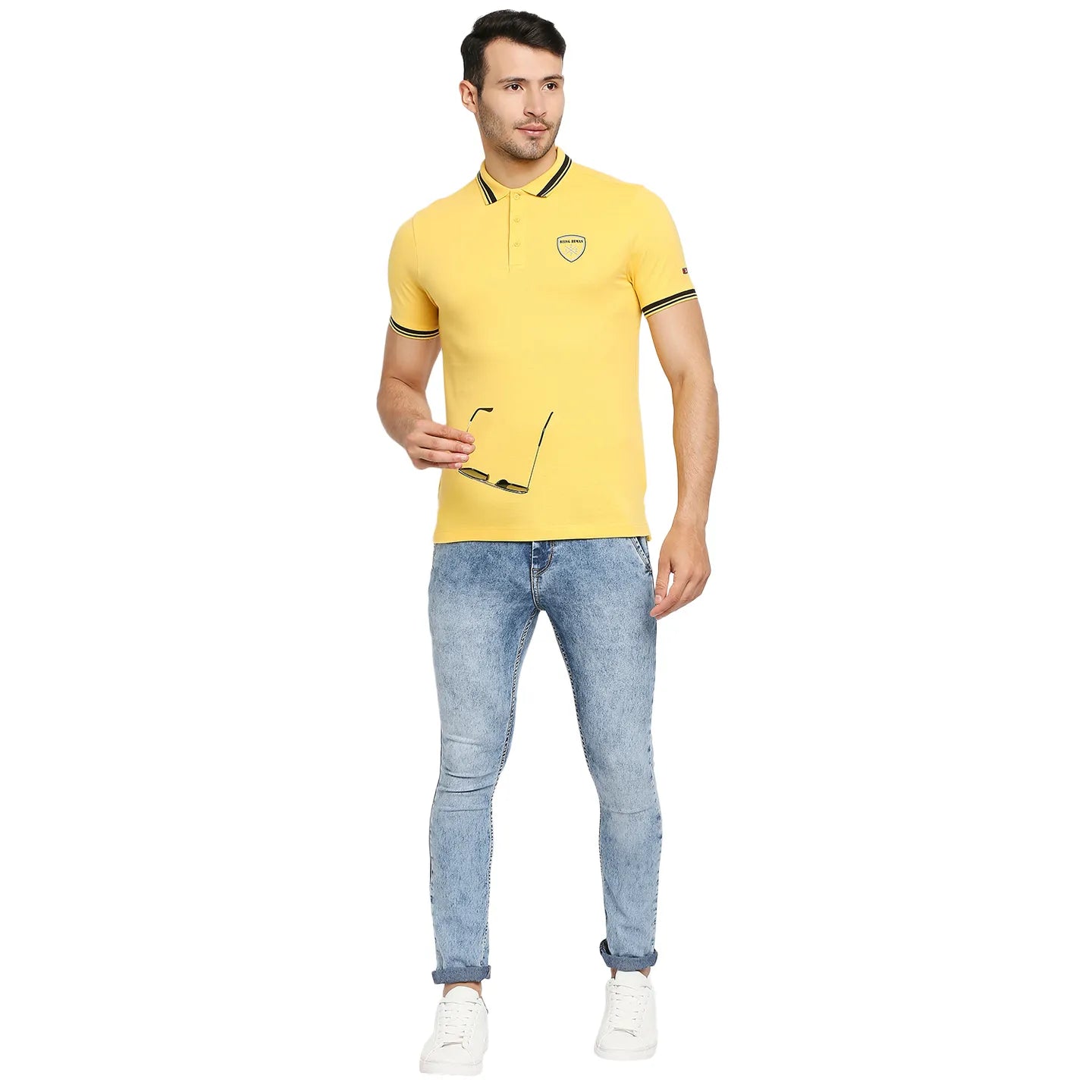 Yellow Regular Fit Men's Polo T-Shirt by Being Human Clothing