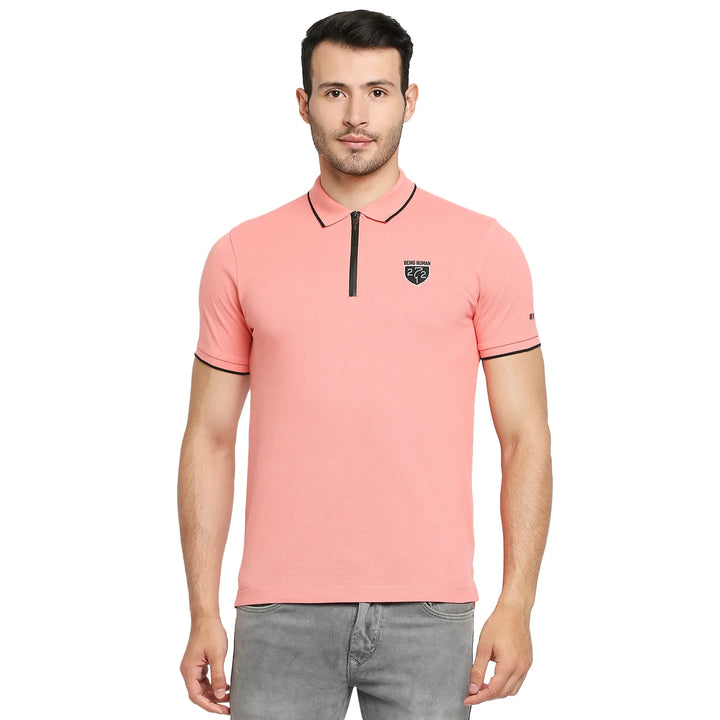 Pink Regular Fit Men's Polo T-Shirt