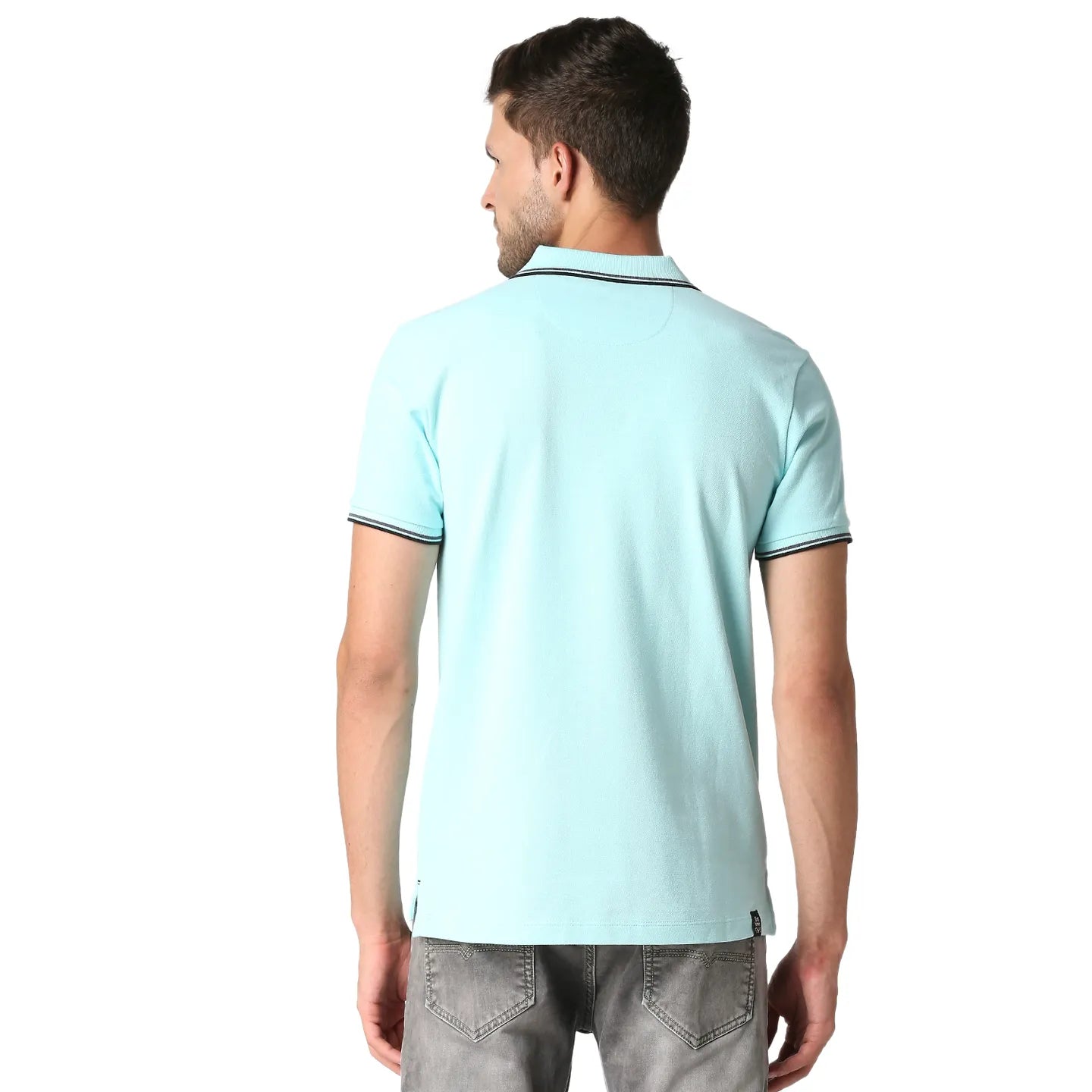 Being Human Clothing Men Regular Fit Polo Neck T-Shirts-Aqua