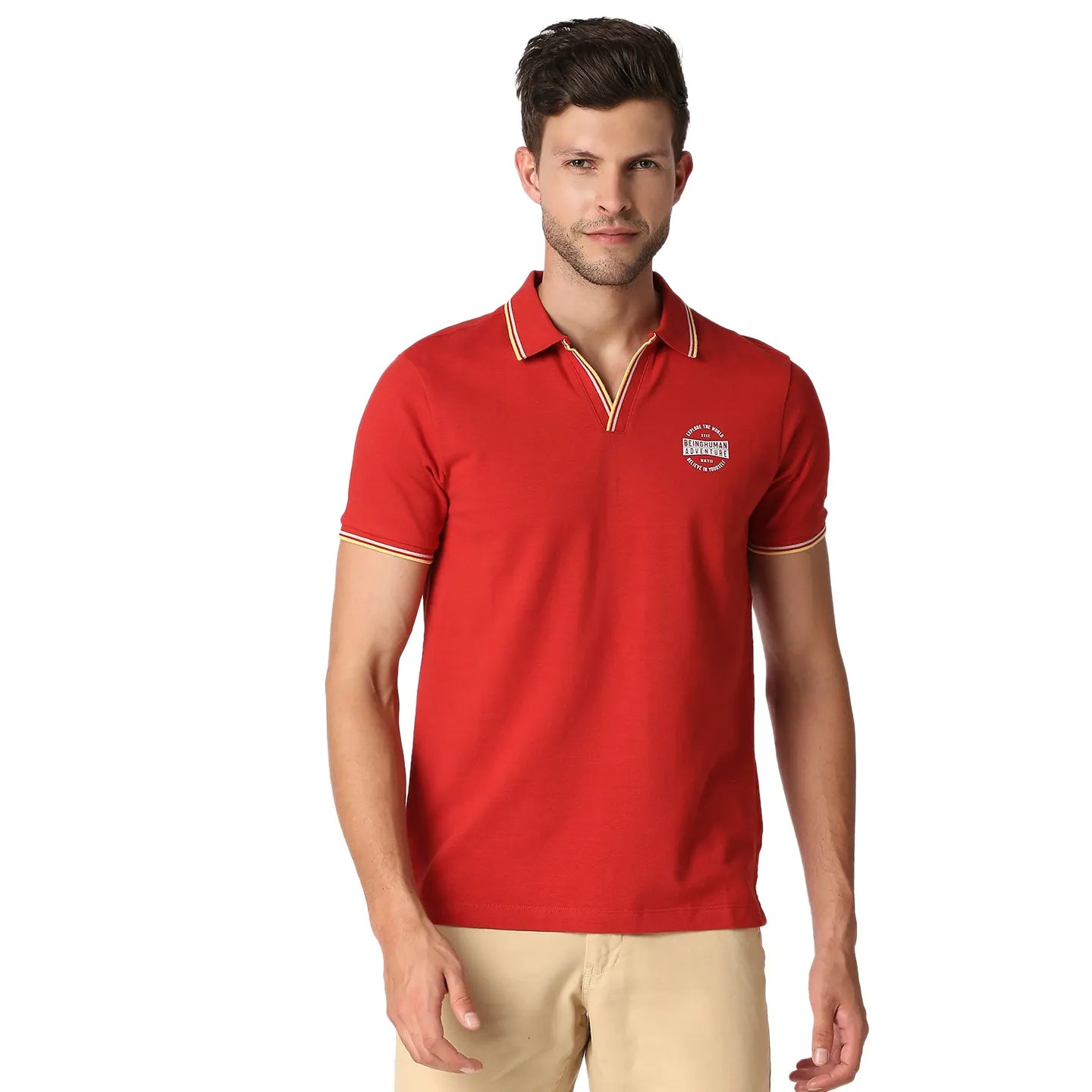 Being Human Clothing Men Regular Fit Polo Neck T-Shirts-Dk.Red