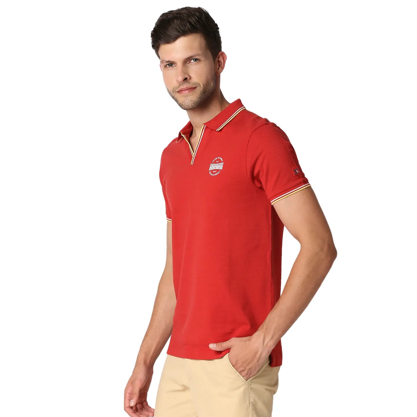 Being Human Clothing Men Regular Fit Polo Neck T-Shirts-Dk.Red