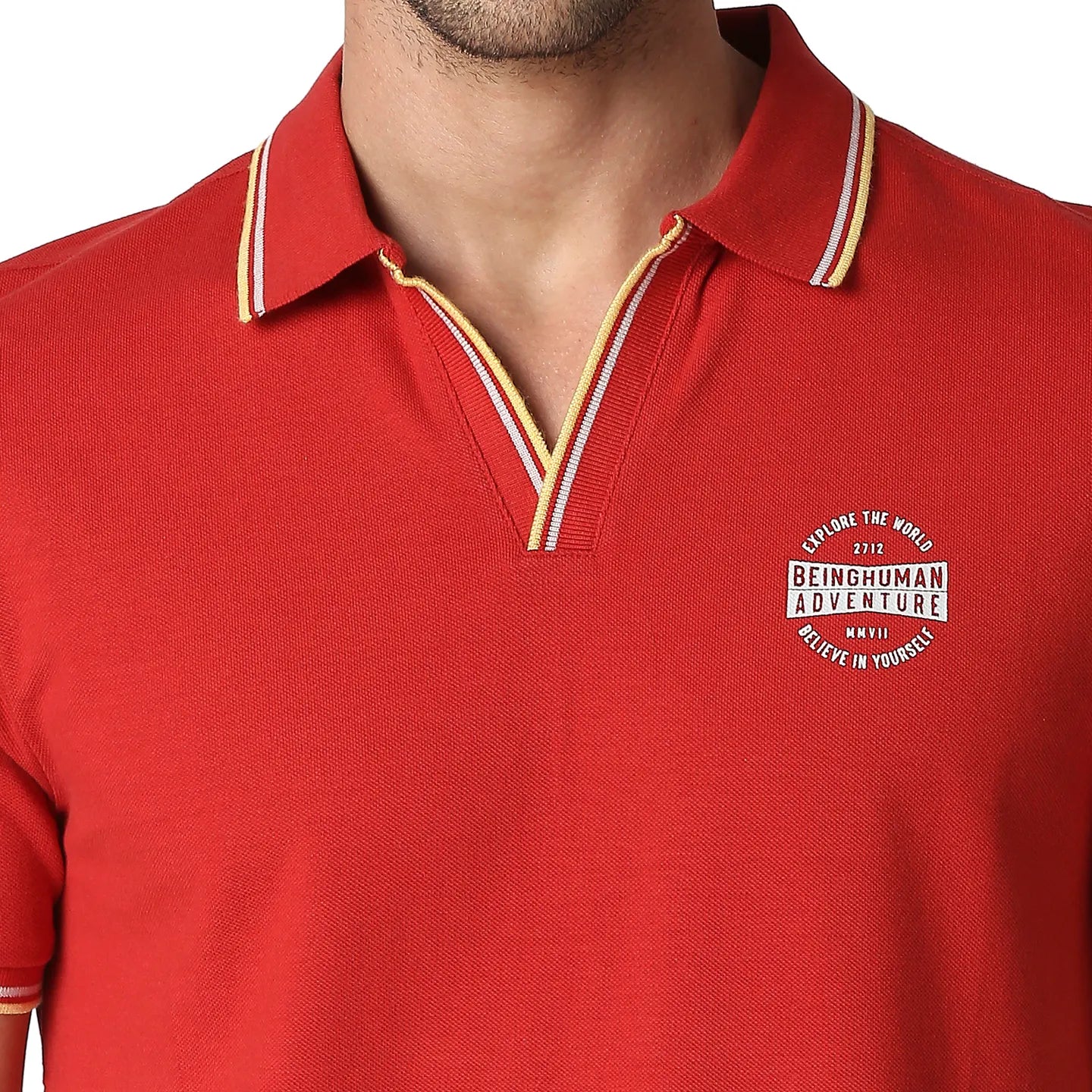 Being Human Clothing Men Regular Fit Polo Neck T-Shirts-Dk.Red