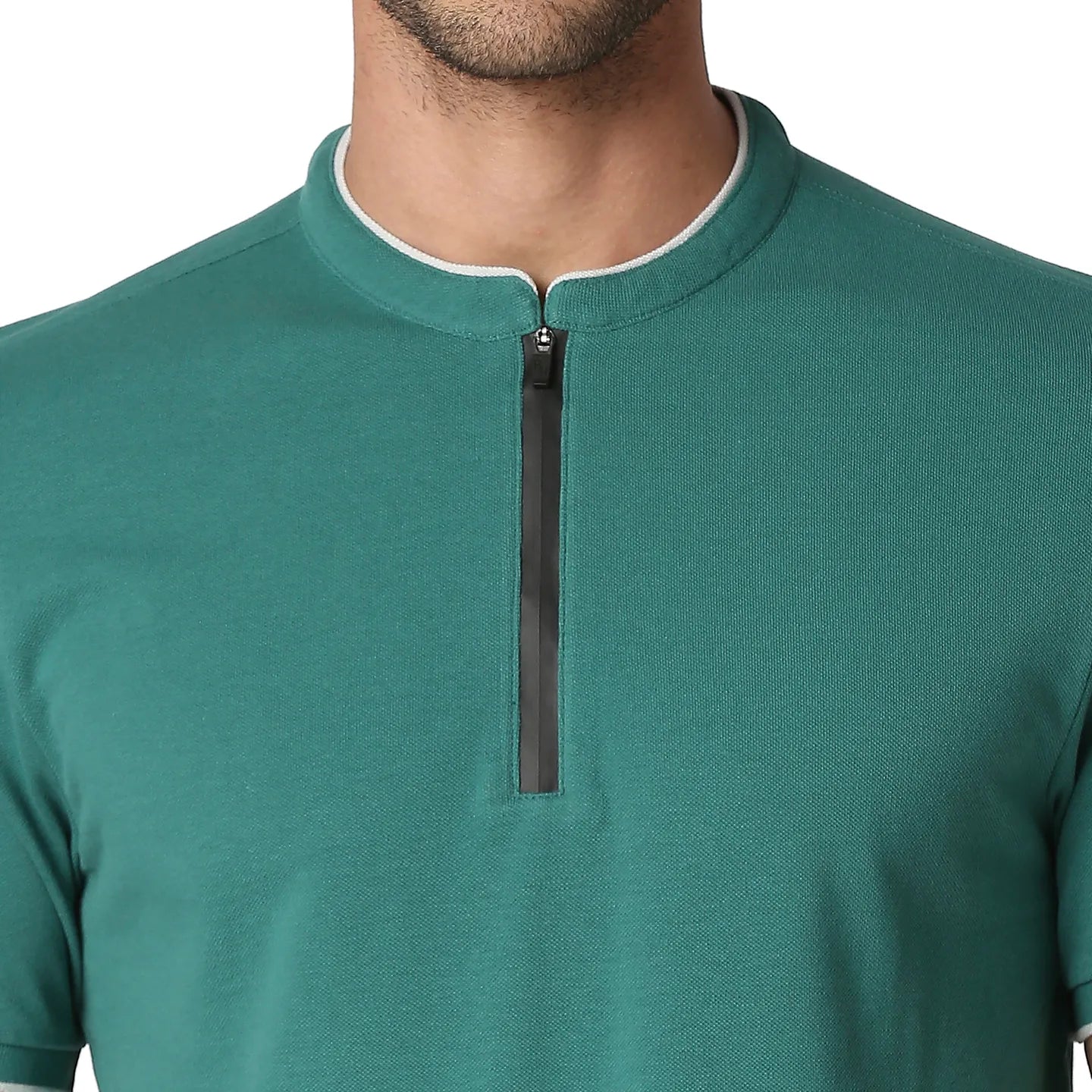Green Slim Straight Fit Men's Polo T-Shirt by Being Human Clothing