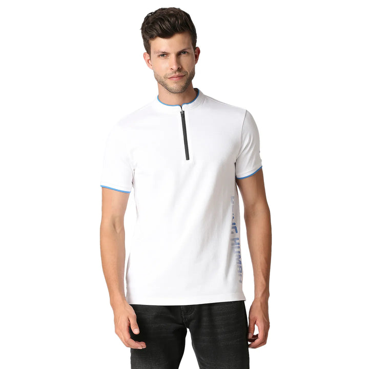 White Slim Straight Fit Men's Polo T-Shirt