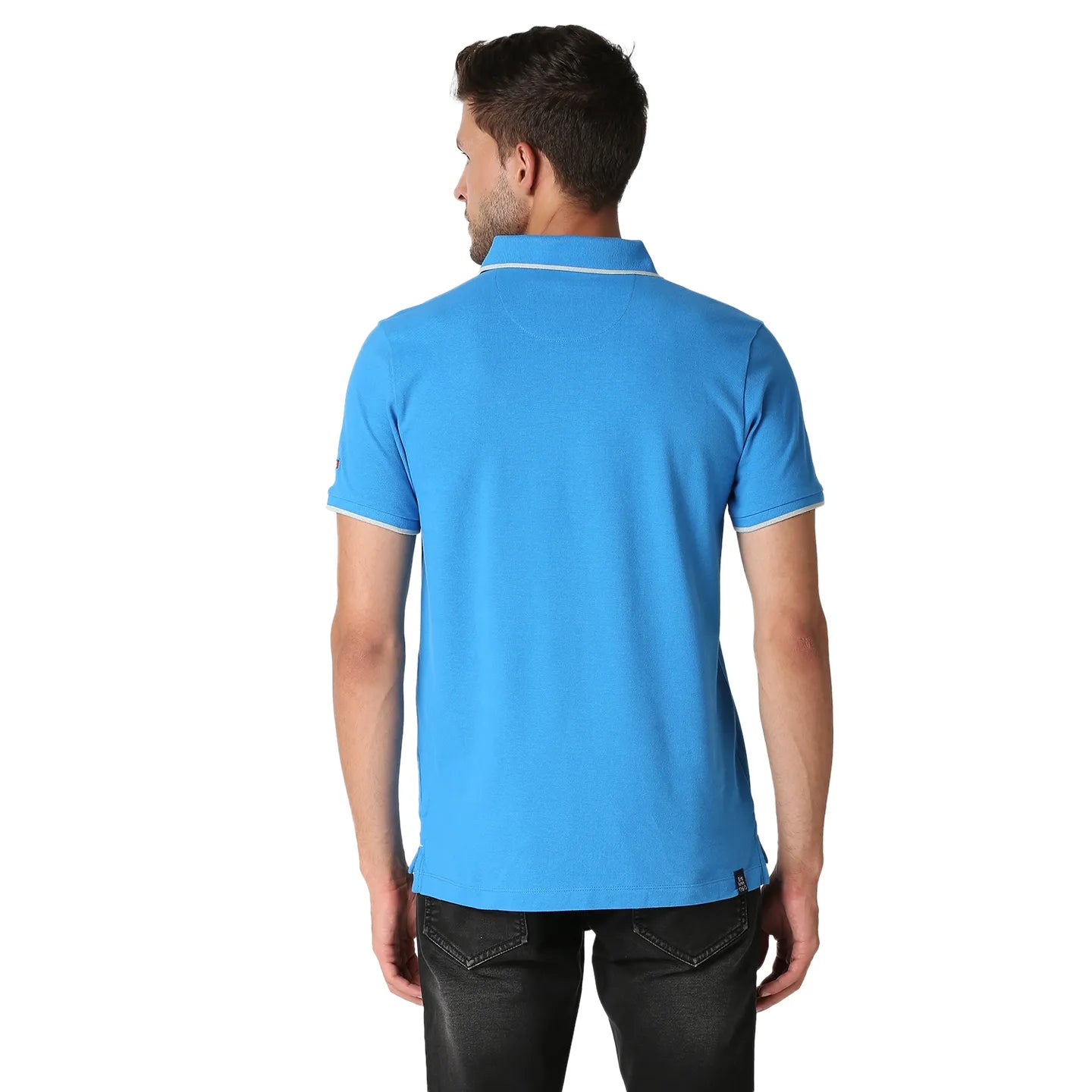 Being Human Clothing Men Regular Fit Polo Neck T-Shirts-Blue