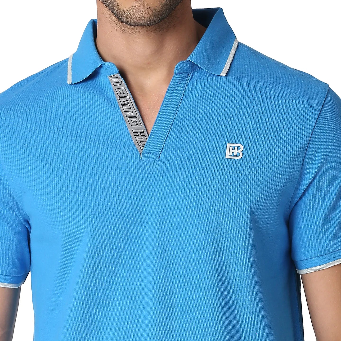 Being Human Clothing Men Regular Fit Polo Neck T-Shirts-Blue