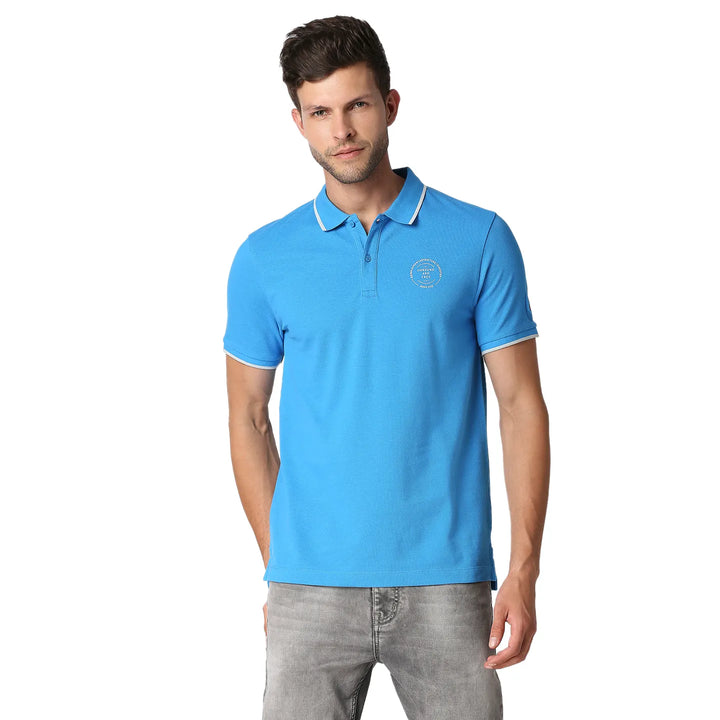 Blue Regular Fit Men's Polo T-Shirt