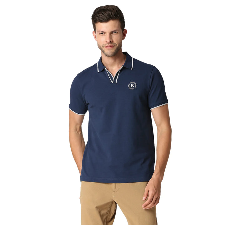 Blue Regular Fit Men's Polo T-Shirt