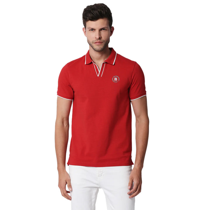 Dark Red Regular Fit Men's Polo T-Shirt by Being Human Clothing