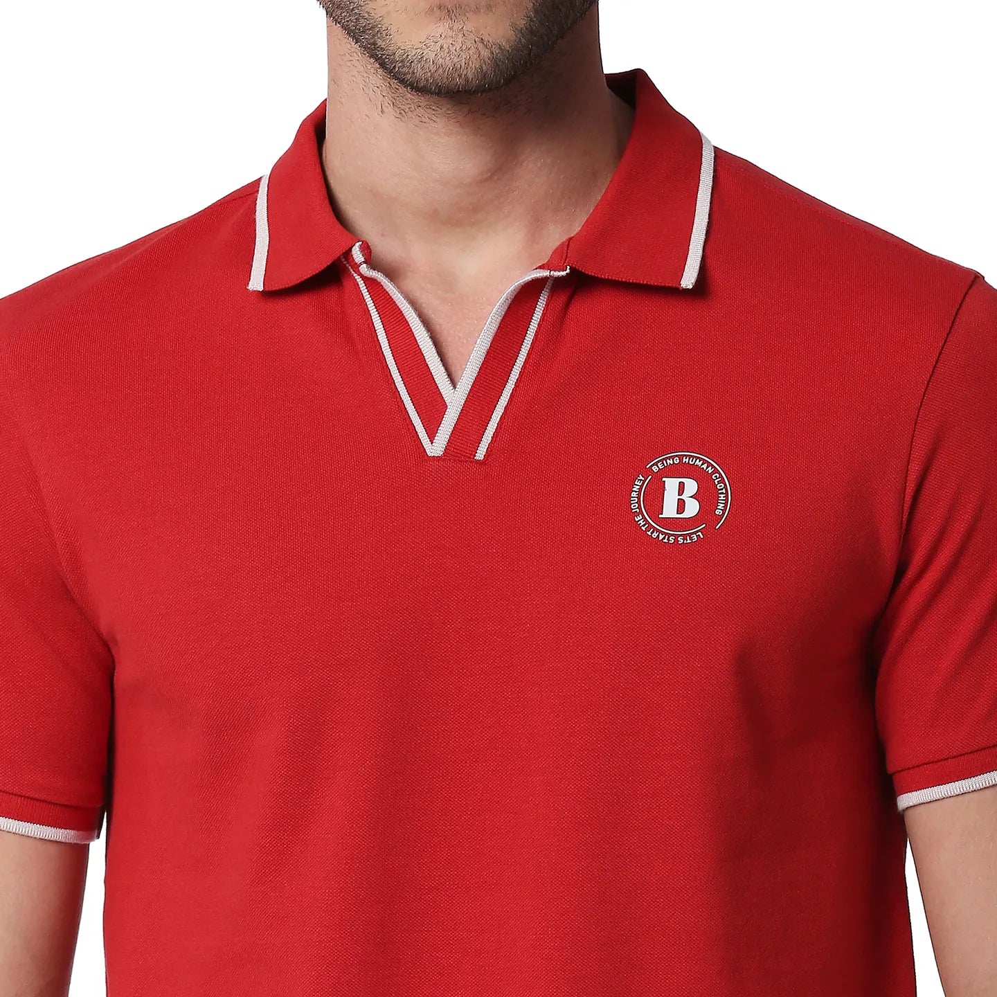 Being Human Clothing Men Regular Fit Polo Neck T-Shirts-Dk.Red