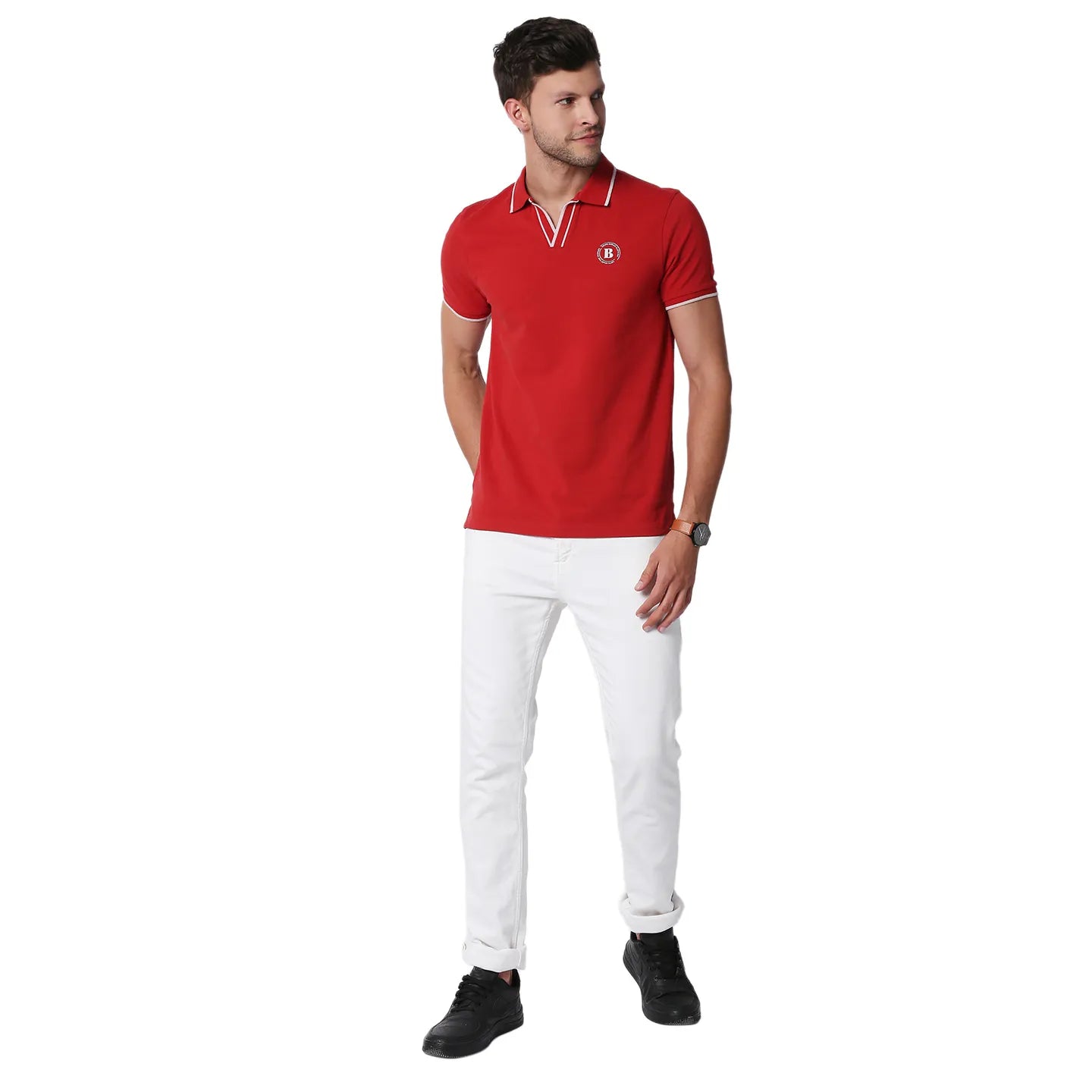 Being Human Clothing Men Regular Fit Polo Neck T-Shirts-Dk.Red