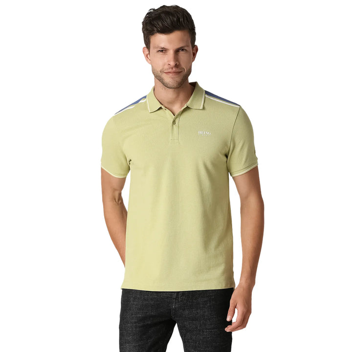 Green Slim Straight Fit Men's Polo T-Shirt