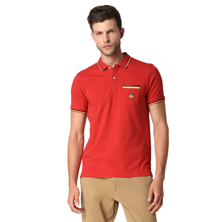 Dark Red Regular Fit Men's Polo T-Shirt by Being Human Clothing