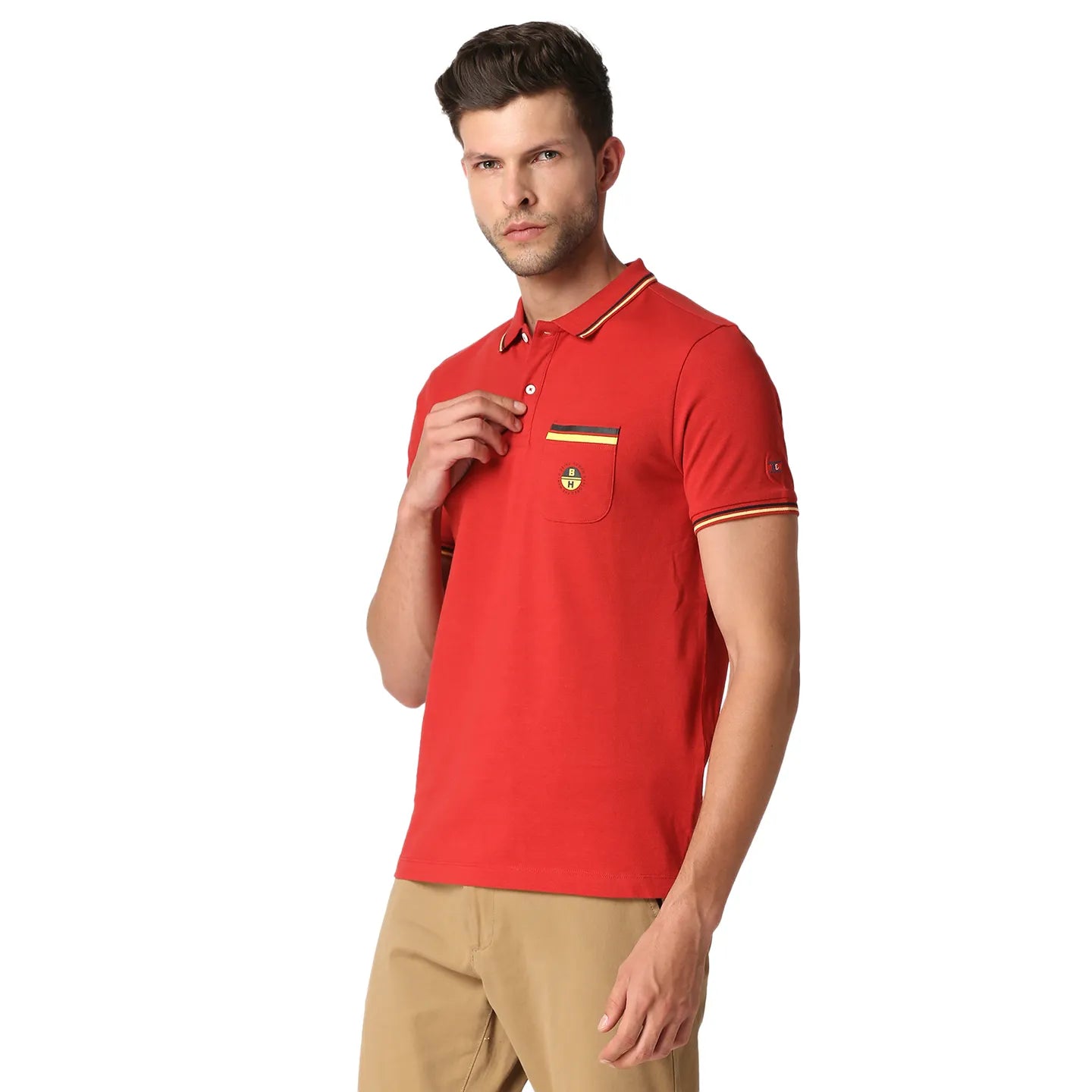 Being Human Clothing Men Regular Fit Polo Neck T-Shirts-Dk.Red