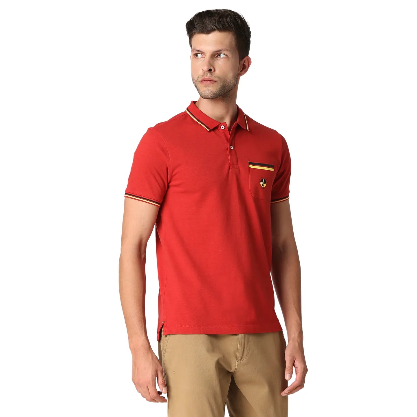 Being Human Clothing Men Regular Fit Polo Neck T-Shirts-Dk.Red